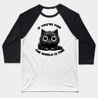 Adorable Whisker Charm: Cute Wide-Eyed Kitten Baseball T-Shirt